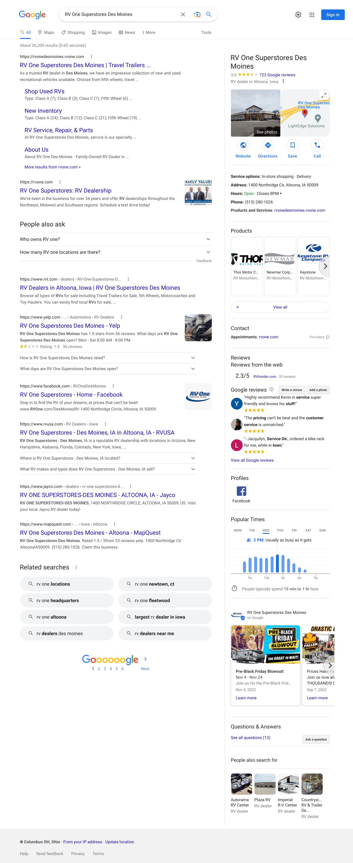 rv one superstores des moines