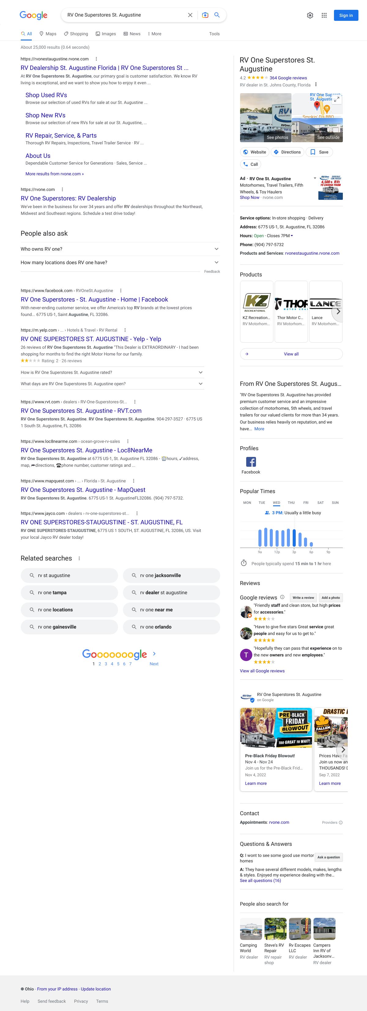 rv one superstores st. augustine