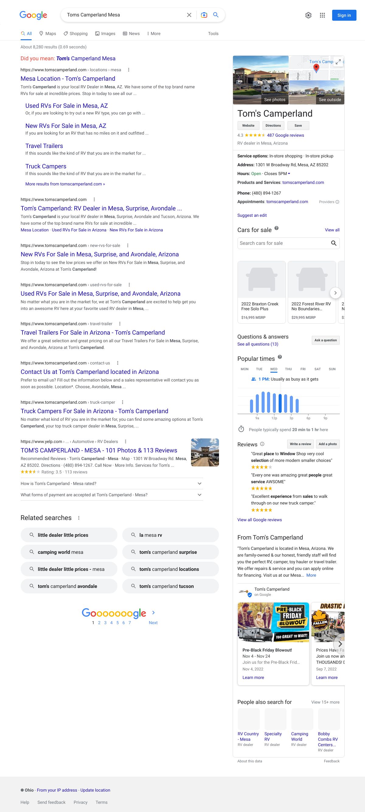 toms camperland mesa