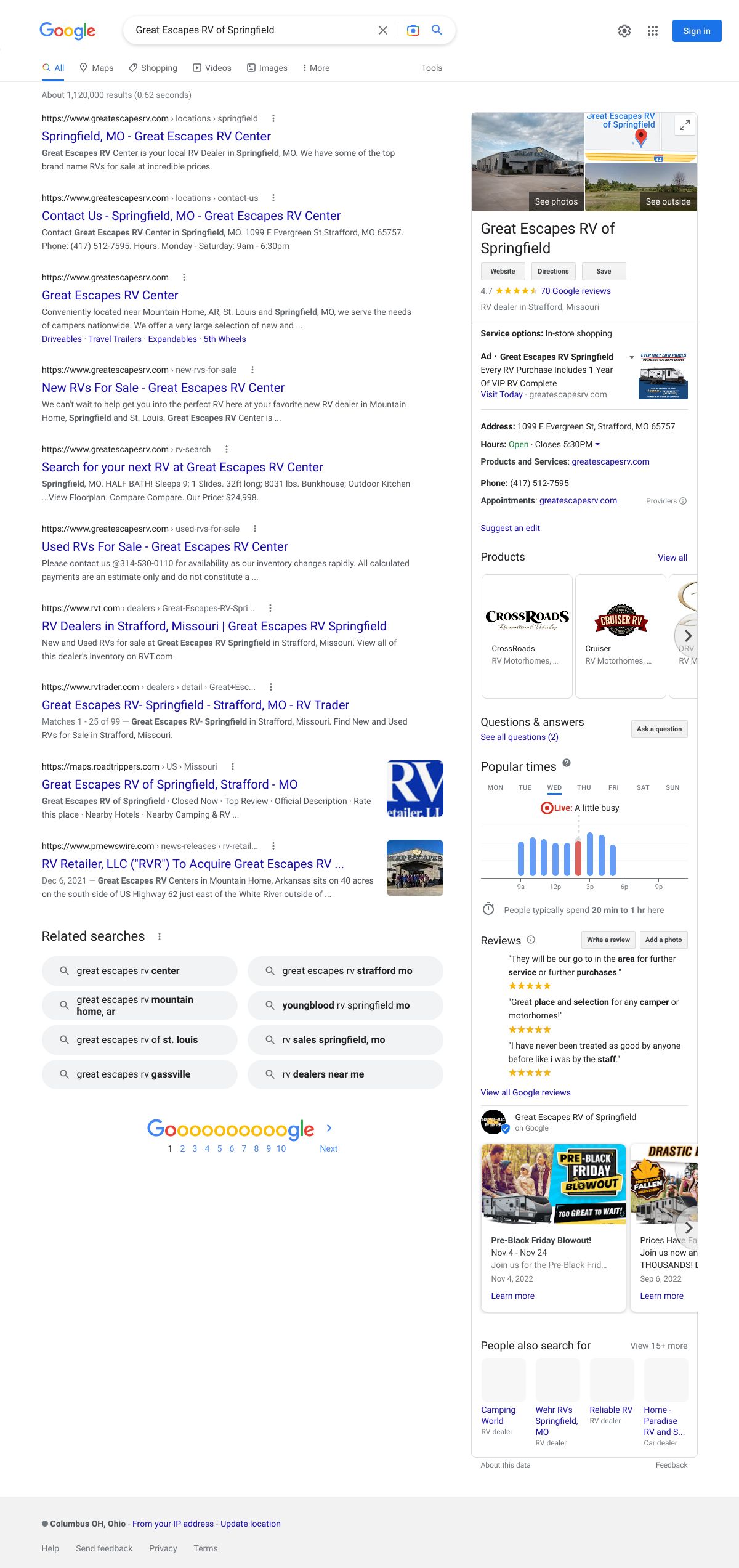 great escapes rv of springfield