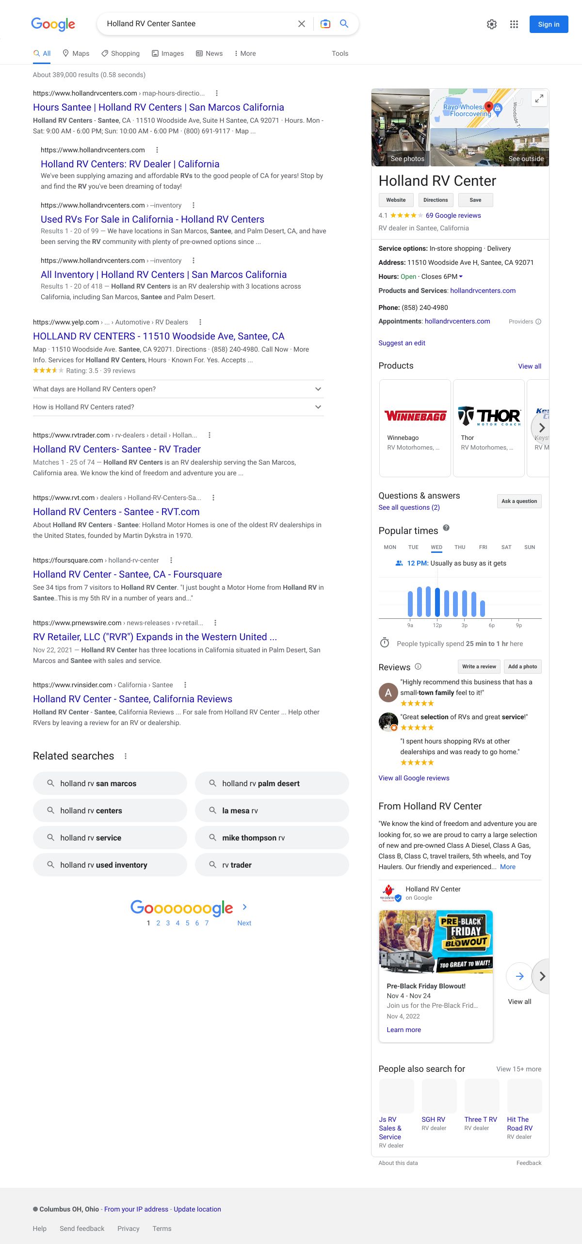 holland rv center santee