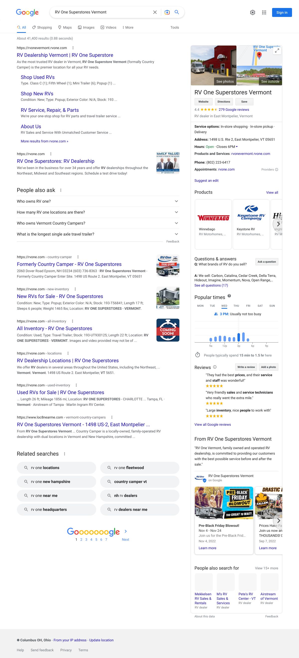 rv one superstores vermont
