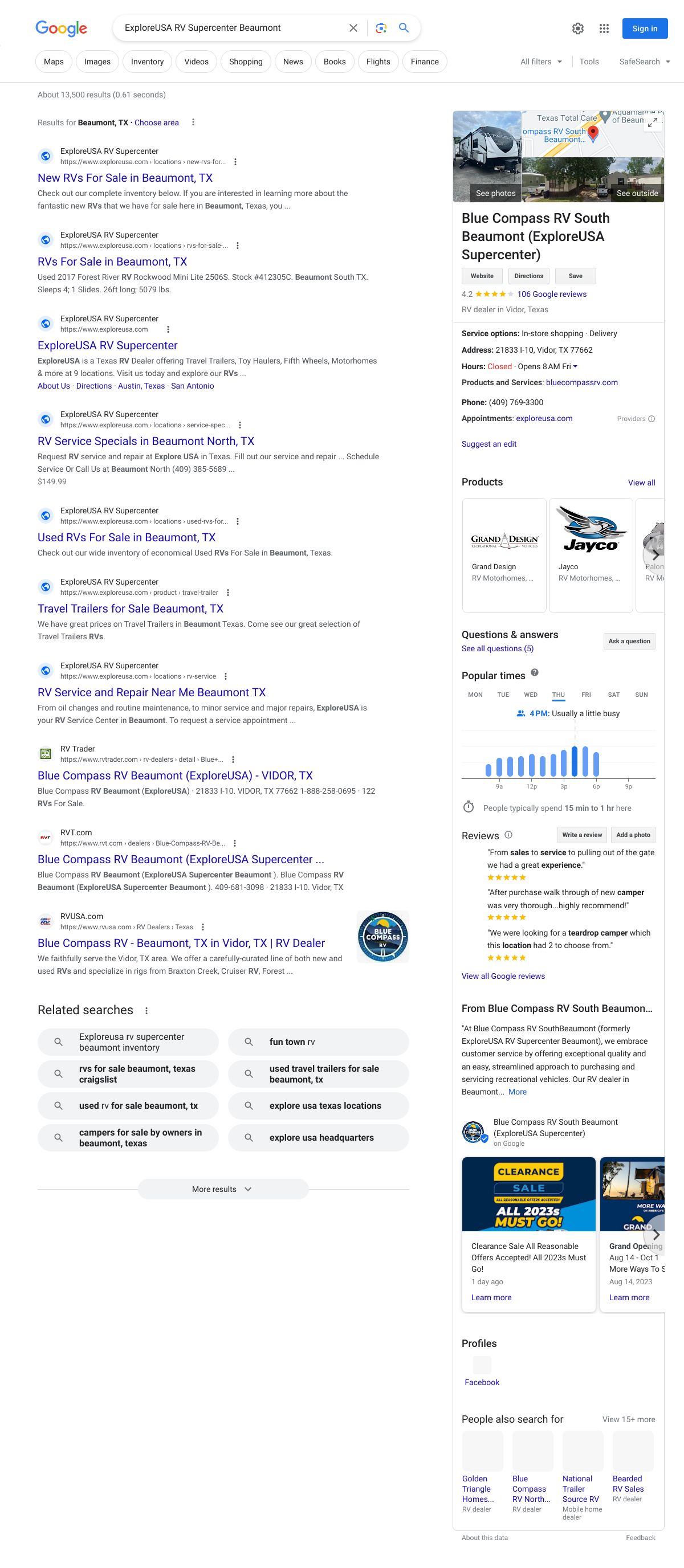 exploreusa rv supercenter beaumont