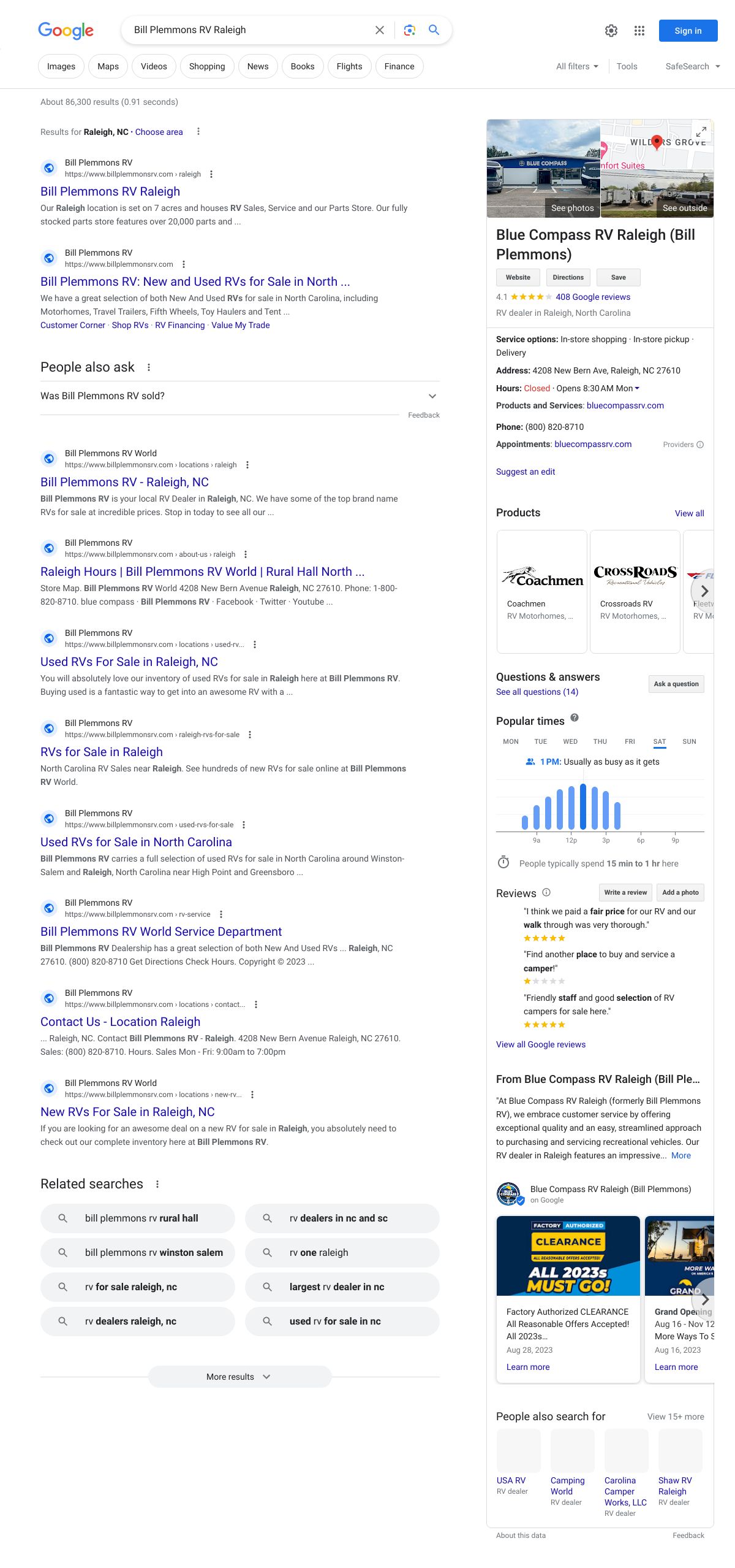 bill plemmons rv raleigh