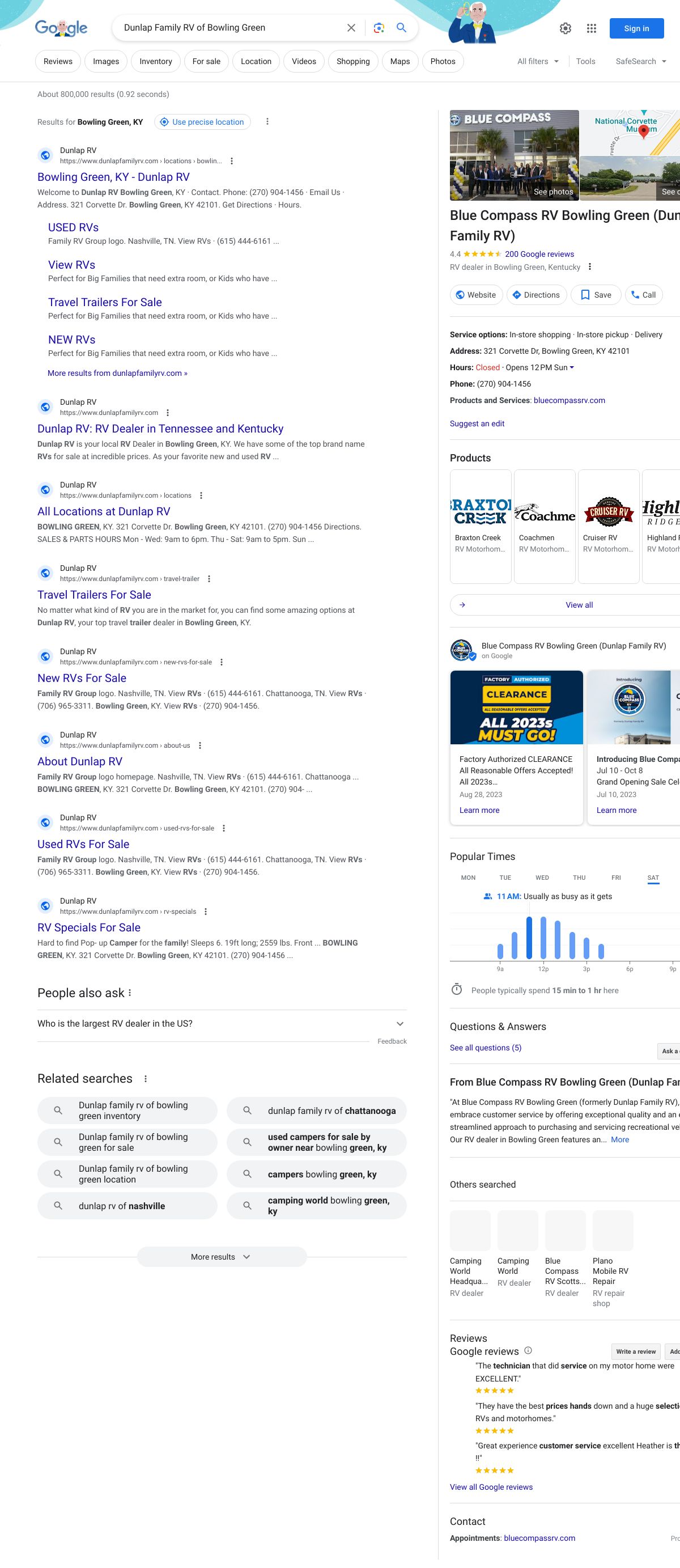 dunlap family rv of bowling green