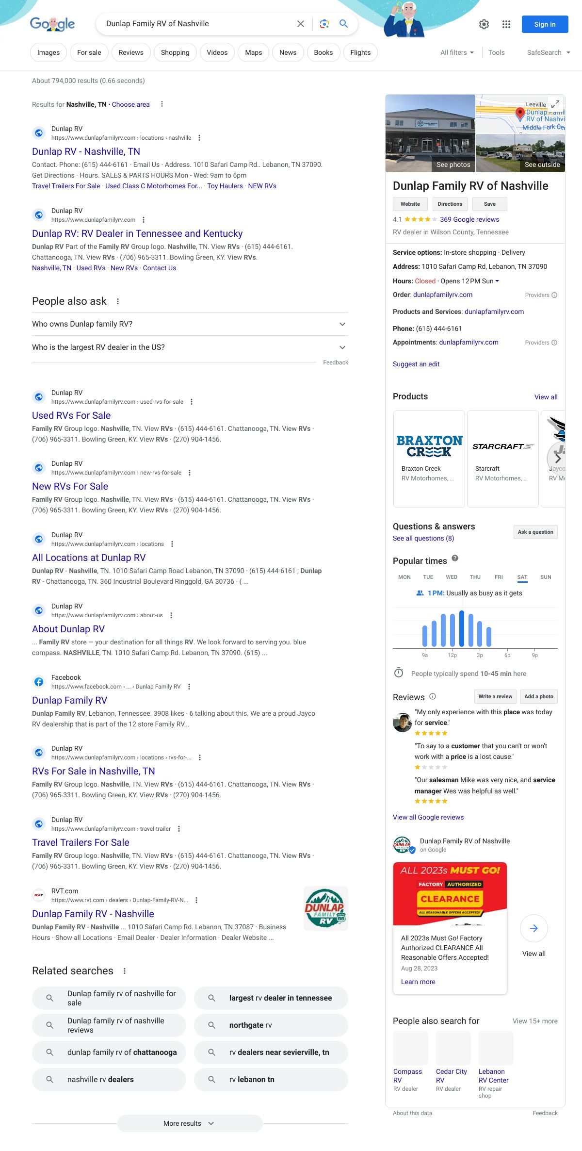 dunlap family rv of nashville