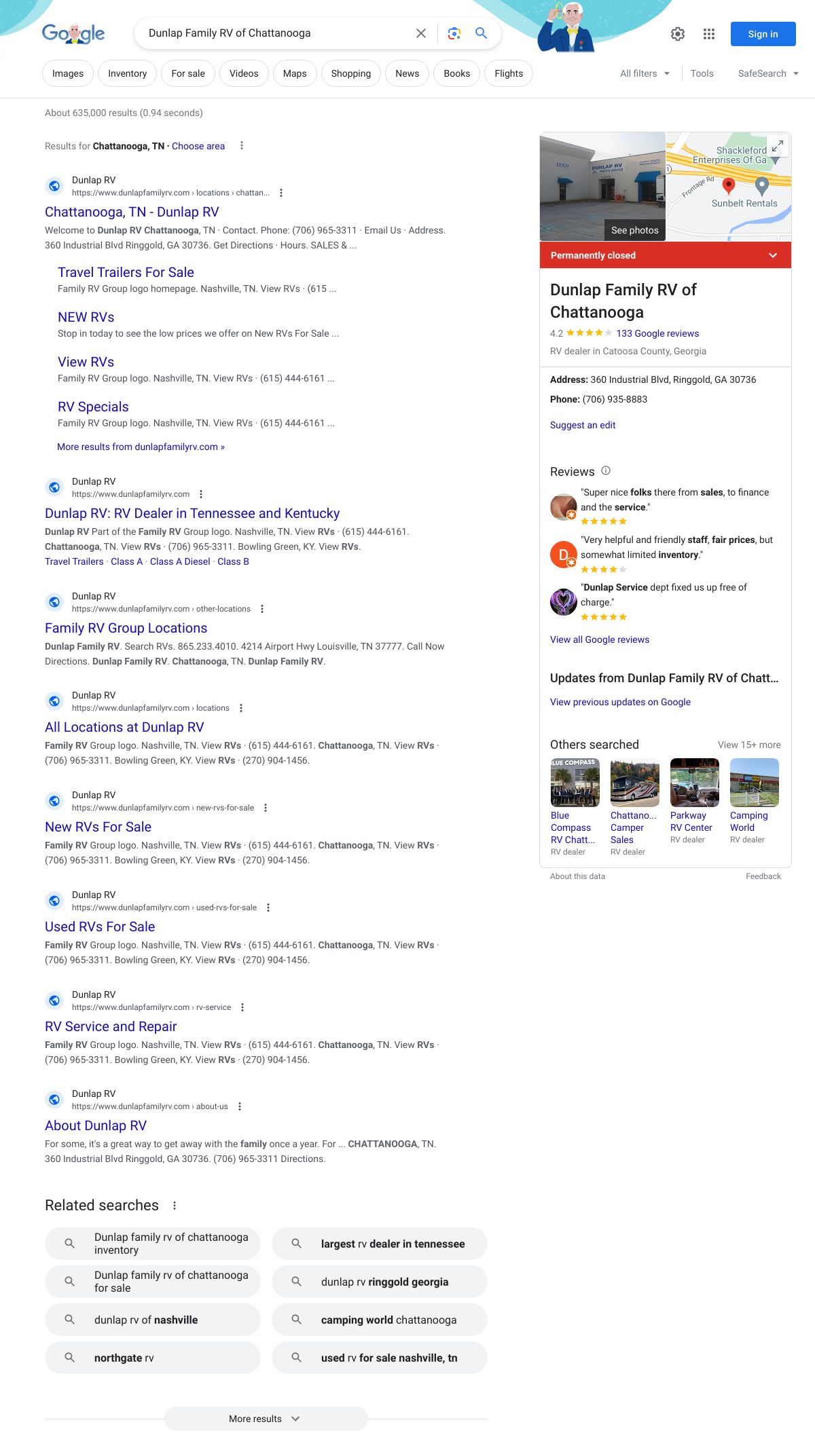 dunlap family rv of chattanooga